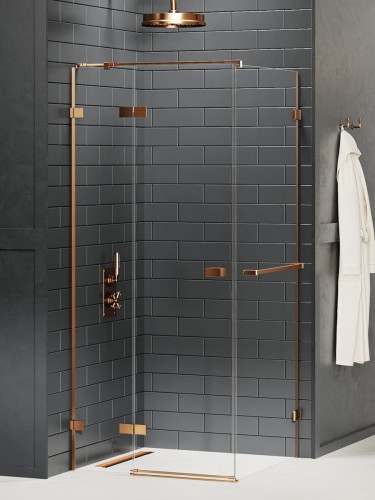 New Trendy Nz4 Kabina Avexa Copper Brushed 1D Prostokątna L 120X90X200 Czyste 6mm Active Shield 2 0 Wieszak EXK-3631