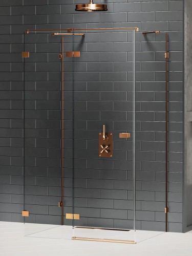 New Trendy Kabina Avexa Copper Brushed 1D Kwadratowa Przyścienna L 100X100X200 Czyste 6mm Active Shield 2 0  EXK-3705