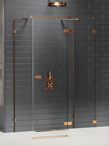 New Trendy Kabina Avexa Copper Brushed 1D Prostokątna Przyścienna P 100X90X200 Czyste 6mm Active Shield 2 0  EXK-3734