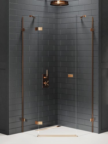 New Trendy Kabina Avexa Copper Brushed 1D Pięciokątna L 80X80X200 Czyste 6mm Active Shield 2 0  EXK-3818