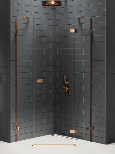New Trendy Kabina Avexa Copper Brushed 1D Pięciokątna P 80X80X200 Czyste 6mm Active Shield 2 0  EXK-3819