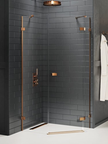 New Trendy Kabina Avexa Copper Brushed 1D Pięciokątna P 100X80X200 Czyste 6mm Active Shield 2 0  EXK-3825