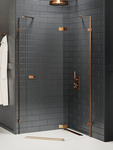 New Trendy Kabina Avexa Copper Brushed 1D Pięciokątna P 100X80X200 Czyste 6mm Active Shield 2 0  EXK-3828