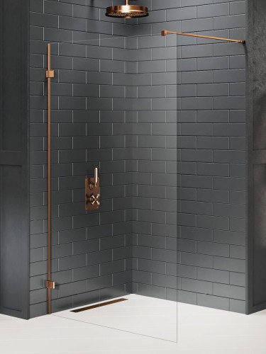 New Trendy Kabina Avexa Copper Brushed Walk-In U 110X200 Czyste 6mm Active Shield 2 0  EXK-7138