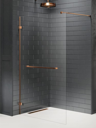 New Trendy Nz4 Kabina Avexa Copper Brushed Walk-In U 150X200 Czyste 8mm Active Shield 2 0 Wieszak EXK-7174