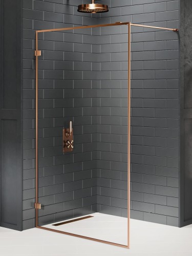 New Trendy Nz4 Kabina Avexa Copper Brushed Walk-In U 60X200 Czyste 6mm Active Shield 2 0 Ramka Alu EXK-3795