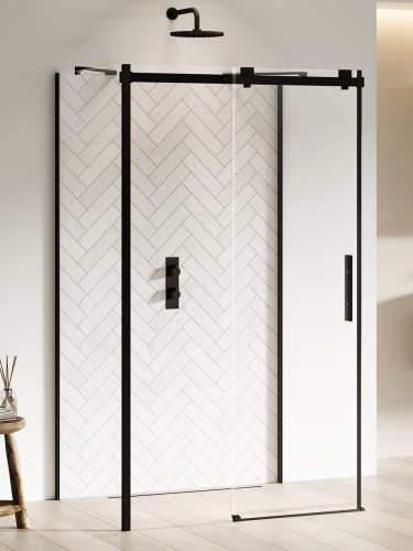 New Trendy Nz4 Kabina Softi Black 1D Prostokątna Przyścienna U 100X80X200 Czyste 8mm Active Shield 2 0  EXK-3990