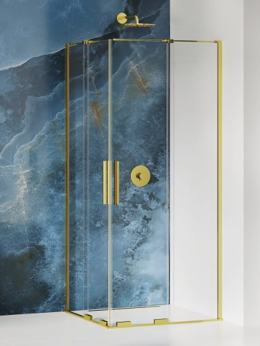 New Trendy Kabina Smart Light Gold 2D Prostokątna U 90X110X200 Czyste 8mm Active Shield 2 0  EXK-4270