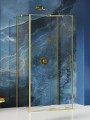 New Trendy Nz4 Kabina Smart Light Gold 1D Prostokątna Przyścienna U 130X80X200 Czyste 8mm Active Shield 2 0  EXK-4287