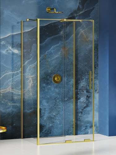New Trendy Nz4 Kabina Smart Light Gold 1D Prostokątna Przyścienna U 140X80X200 Czyste 8mm Active Shield 2 0  EXK-4290