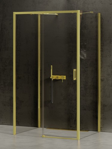 New Trendy Nz4 Kabina Prime Light Gold 1D Prostokątna Przyścienna L 160X80X200 Czyste 6mm Active Shield 2 0  K-1125