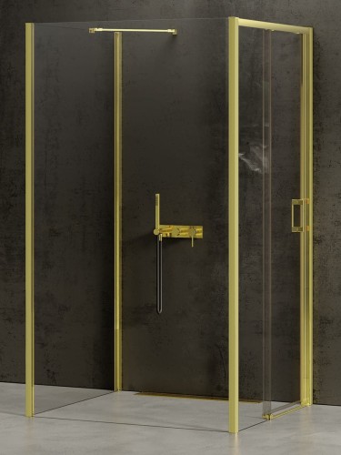 New Trendy Nz4 Kabina Prime Light Gold 1D Prostokątna Przyścienna L 110X90X200 Czyste 6mm Active Shield 2 0  K-1498