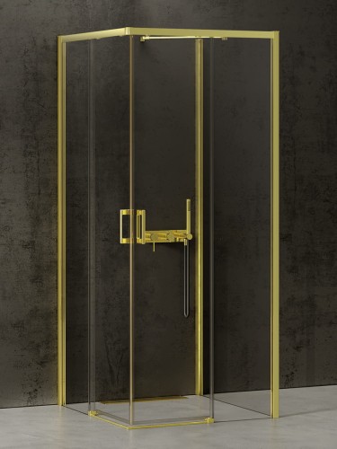 New Trendy Nz4 Kabina Prime Light Gold 2D Prostokątna Przyścienna L 80X90X200 Czyste 6mm Active Shield 2 0  K-1186