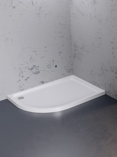 New Trendy Brodzik Maxima Ultra Asymetryczny P Biały Akrylowy 100X80X5 5 B-0147