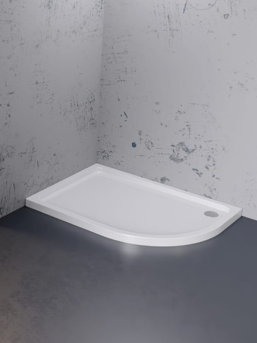 New Trendy Brodzik Maxima Ultra Asymetryczny L Biały Akrylowy 120X85X5 5 B-0336
