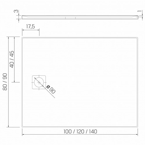 New Trendy Brodzik Mori Prostokątny Szary Konglomeratowy 140X80X3  B-0400