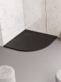 New Trendy Brodzik Mori Półokrągły Czarny Konglomeratowy 90X90X3 B-0474