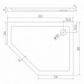 New Trendy Brodzik New Azura Asymetryczny L Biały Akrylowy 100X80X5  B-0418