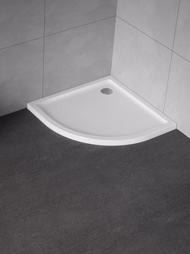 New Trendy Brodzik New Cantare Półokrągły Biały Akrylowy 80X80X4 5 B-0381