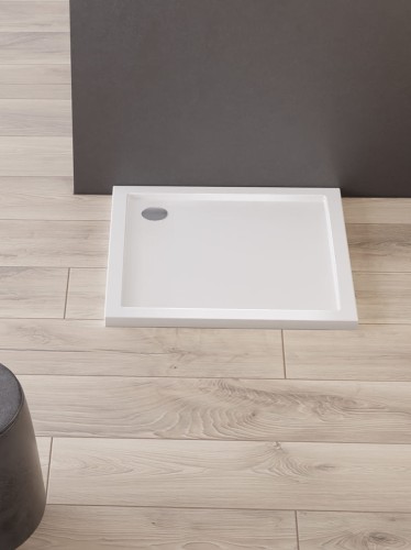 New Trendy Brodzik New Cantare Kwadratowy Biały Akrylowy 80X80X4 5 B-0420
