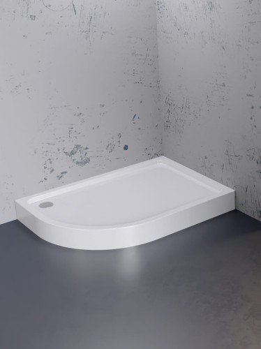 New Trendy Brodzik New Maxima Asymetryczny P Biały Akrylowy 100X80X14 B-0375