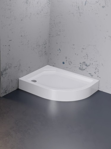 New Trendy Brodzik New Maxima Asymetryczny L Biały Akrylowy 100X80X17 B-0338