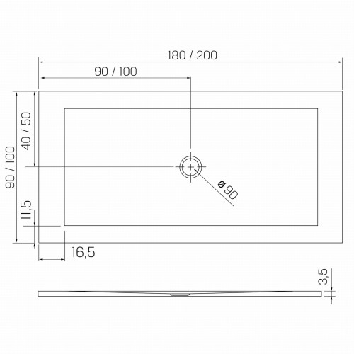 New Trendy Brodzik Nex Prostokątny Biały Konglomeratowy 200X100X3 5 B-0515