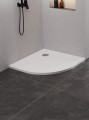 New Trendy Brodzik Nex Półokrągły Biały Konglomeratowy 80X80X3 5 B-0449