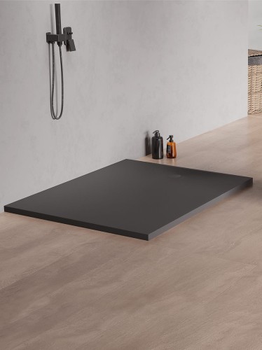 New Trendy Brodzik Nex Shade Prostokątny Antracyt - Struktura Konglomeratowy 110X80X3 5 B-0506