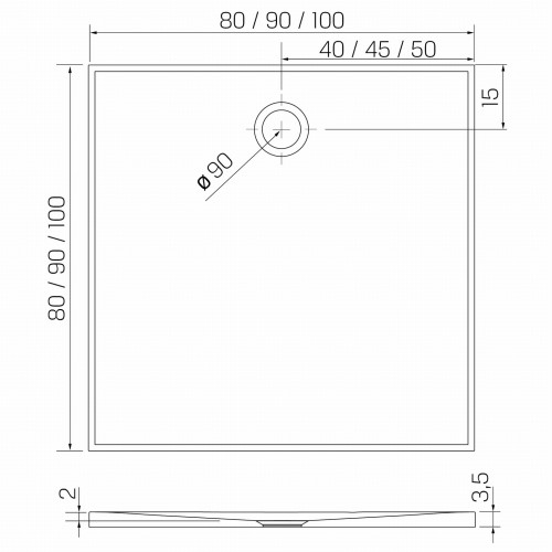 New Trendy Brodzik Nex Shade Kwadratowy Beżowy - Struktura Konglomeratowy 80X80X3 5 B-0484