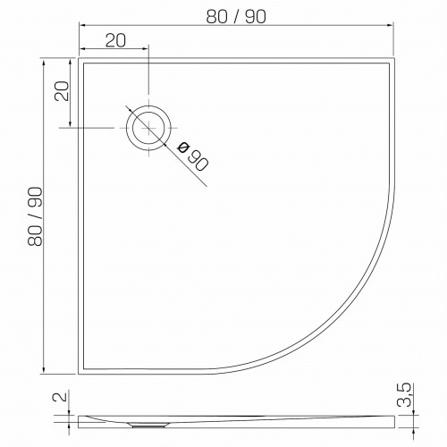 New Trendy Brodzik Nex Shade Półokrągły Beżowy - Struktura Konglomeratowy 80X80X3 5 B-0481