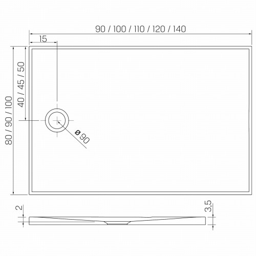 New Trendy Brodzik Nex Shade Prostokątny Beżowy - Struktura Konglomeratowy 90X80X3 5 B-0487
