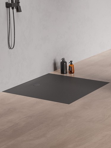 New Trendy Brodzik Nex Shade Kwadratowy Antracyt - Struktura Konglomeratowy 90X90X3 5 B-0501