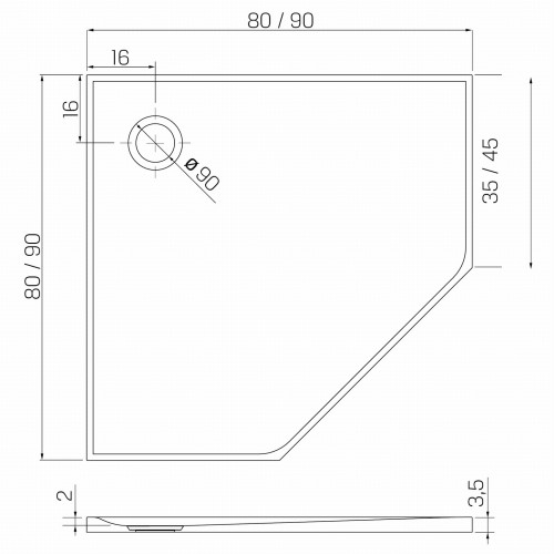 New Trendy Brodzik Nex Shade Pięciokątny Beżowy - Struktura Konglomeratowy 90X90X3 5 B-0483