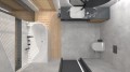 Wanna narożna Corsan Intero lewa 160 cm z szeroką krawędzią i wykończeniem czarnym