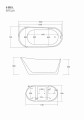 Wanna wolnostojąca Corsan Estella 160 cm z wykończeniem złotym
