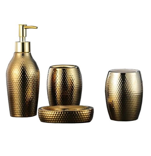 322127 ZESTAW ŁAZIENKOWY CERAMICZNY ZŁOTY HOM-01108