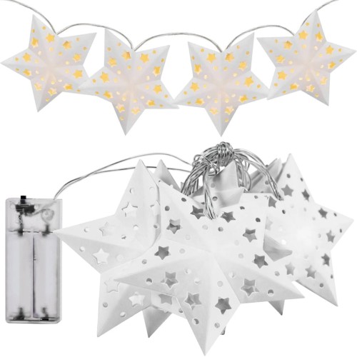 KURTYNA LED 10szt CD008 PAPER STARS 10LED 10cm CHR-03001