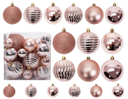 BOMBKI CHOINKOWE 311433B 36szt ROSE GOLD CHR-02007