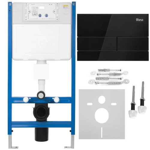 STELAŻ PODTYNKOWY WC + PRZYCISK T BLACK GLASS KPL-E0051