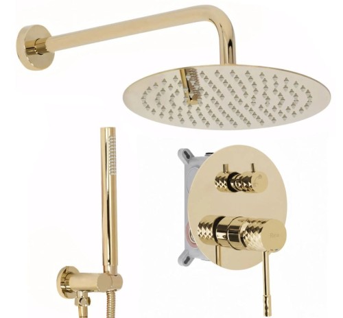 ZESTAW NATRYSKOWY PODTY LUNGO DIAMOND ZŁOTY + BOX REA-P6964