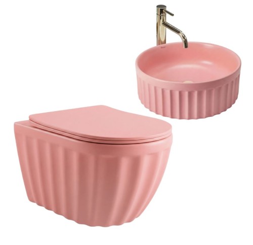 ZESTAW MISA WC + UMYWALKA DUO SWEET PINK MATT KPL-K3001