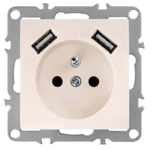 GNIAZDO POJEDYNCZE+2x USB-A OSTE JNH003-G BEIGE OSW-55011