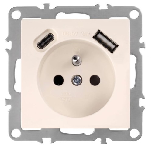 GNIAZDO POJEDYNCZE+USB-A+USB-C OSTE JNH004-G BEIGE OSW-55012
