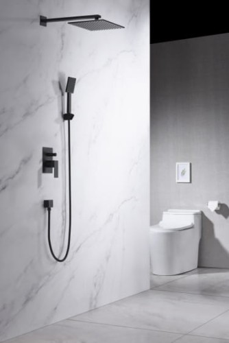 Zestaw prysznicowy podtynkowy z deszczownicą i prysznicem                                                               TOR-ZKP.150 CZARNY MAT