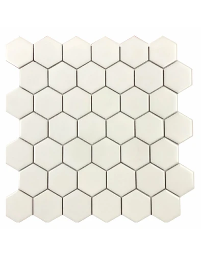 Mozaika gresowa White Medium Hexagon Mat