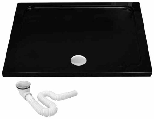 BRODZIK SAVOY BLACK 80x100x6cm + SYFON REA-K4087