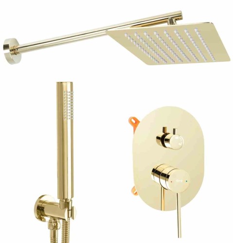 ZESTAW NATRYSKOWY PODTYNKOWY OVAL ZŁOTY + ECO BOX REA-P8466