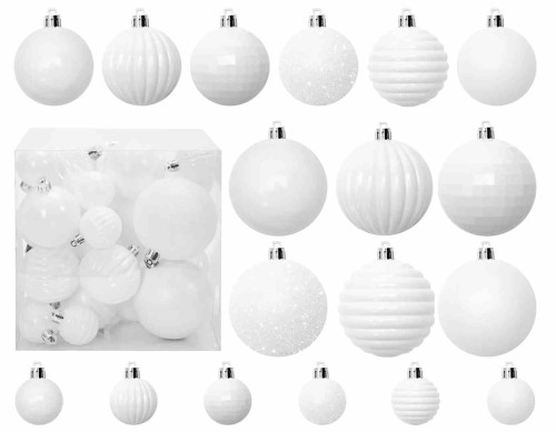 BOMBKI CHOINKOWE 311433D 36szt WHITE CHR-02009