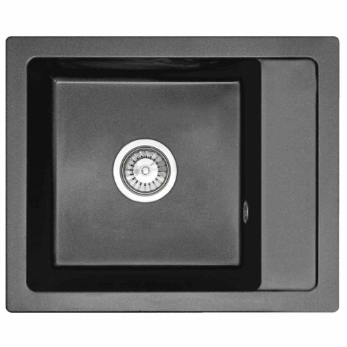ZLEWOZMYWAK GRANITOWY RINO CZARNY NAKR 52X49+SYFON ZLE-00104